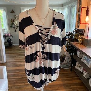 Maurices stripped tee with cording detail